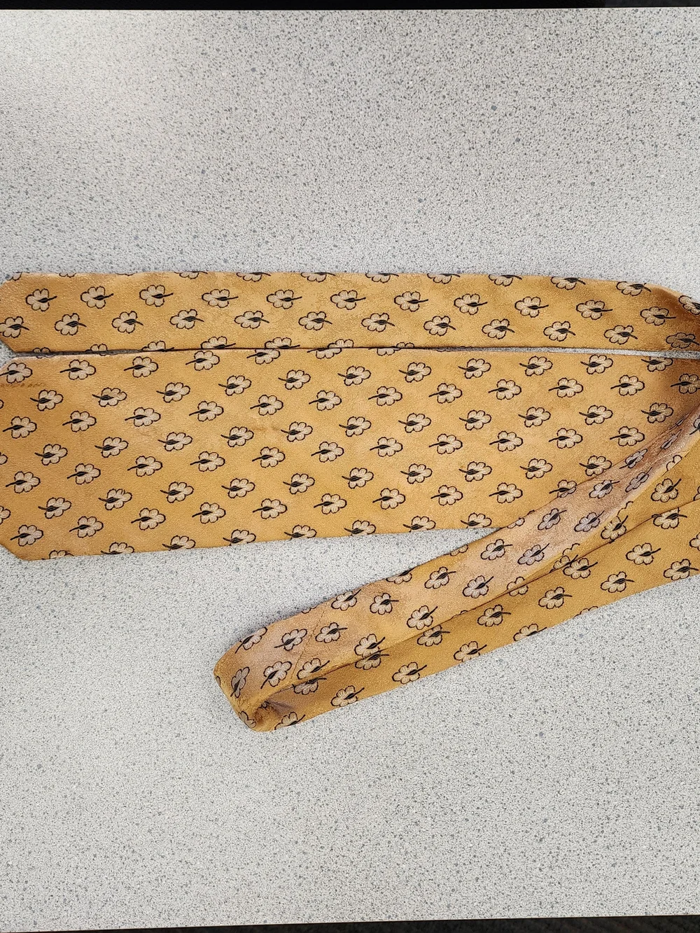 Vintage Joseph Abboud Gold Woven Silk Leaf Print Tie